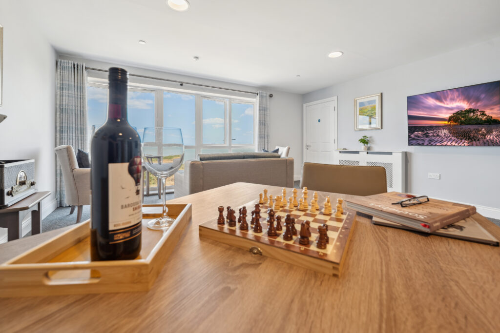 Ocean Heights Care Home social room close up of game of chess
