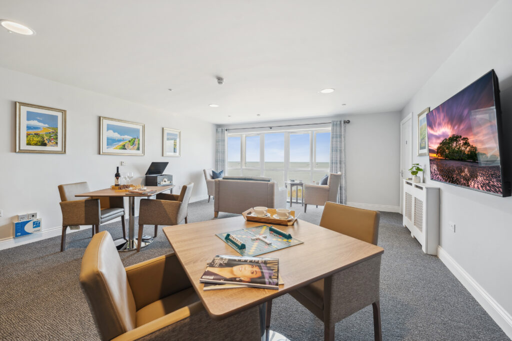 Ocean Heights Care Home social room with scrabble on table